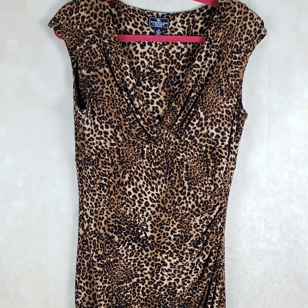 Animal print dress tummy flaw hiding Size 14
